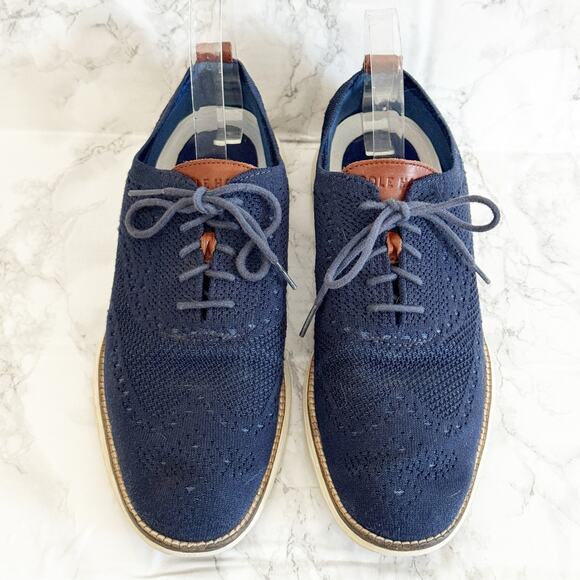 COLE HAAN Original Grand Stitchlite Wingtip Oxfords Navy Blue 8 - Picture 3 of 7